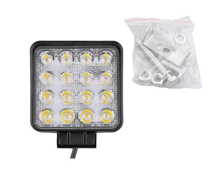 12V 24V 48W 4 Inch off-Road Farol De Trabalho LED Quadrado 4X4 Spot Flood Light 48W Square LED Work Light Auxiliares Auto Moto Alta Baja Faro LED Farol De Milha