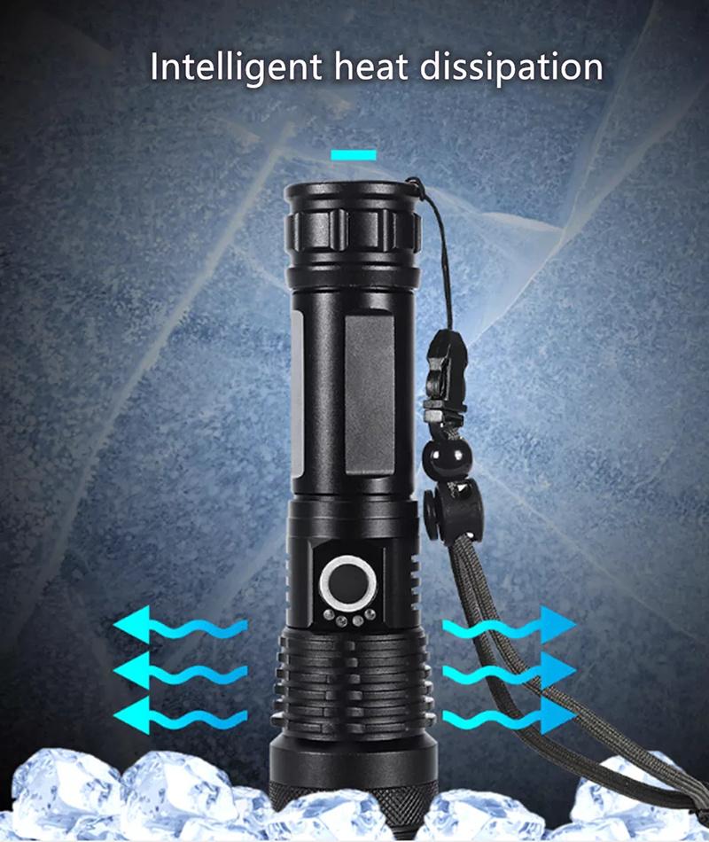Outdoor 3000 High Lumens Tactical Flashlights with 18650 Battery Camping Hiking USB Rechargeable Zoomable LED Flashlight