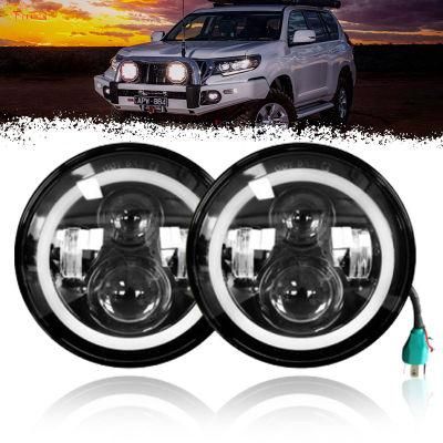 High Low Beam 45W LED Car Headlight with Angel Eyes