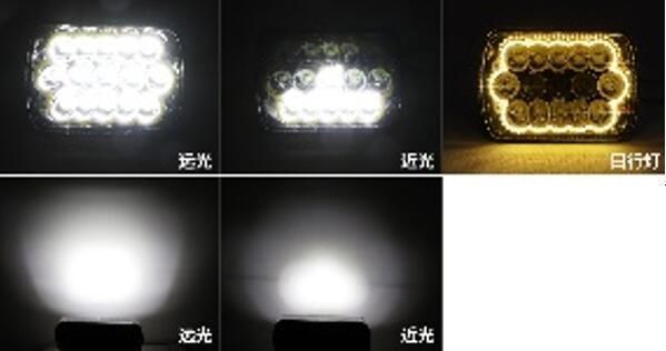 New 0745p 7.0 Inch 45W Square Auxiliary DRL Light High Low Beam H4 LED Motorcycle Light with Diaphragm/Aperture/Halo/Ring White Red Yellow Blue Green Colors