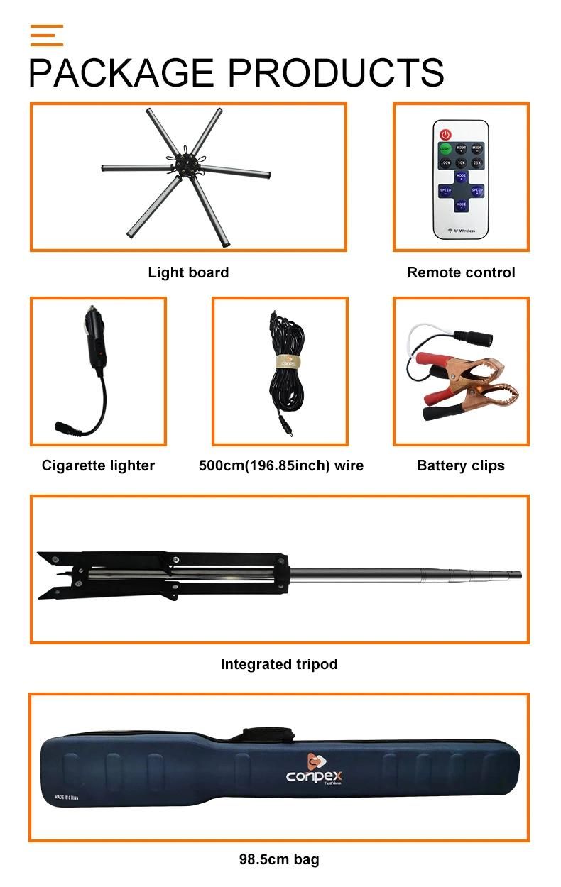 Conpex 12V Outdoor Telescopic Rod Foldable Portable Tent Lamp Outdoor LED Camping Lights