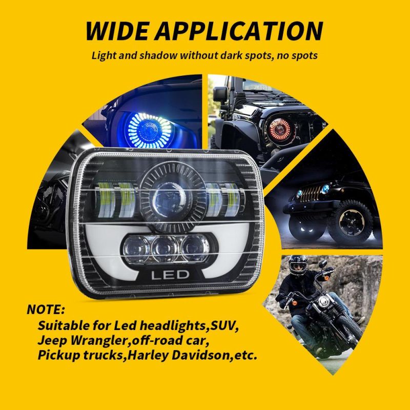 Dxz Lightech 45W High Low Beam LED 4X6 5inch LED Work Headlight for Jeep Truck H4 H3 Lamp