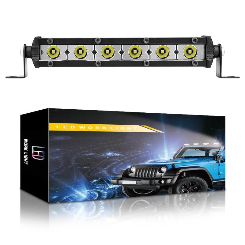 Dxz LED Bar Light Slim Straight Super Bright Single Row Barr LED 4X4 Reflector 7inch 6LED 18W 3030 LED