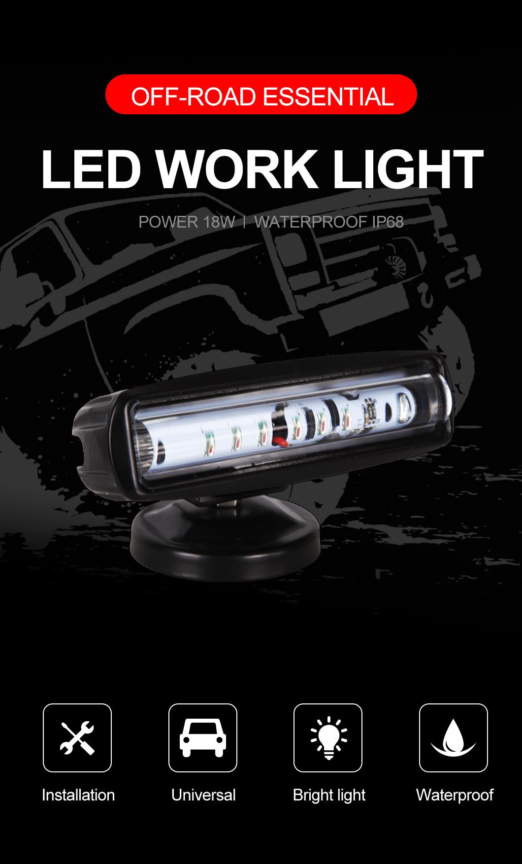 High Quality Driving Car Headlight Tractor Flashing Waterproof Automotive 18W LED Work Light