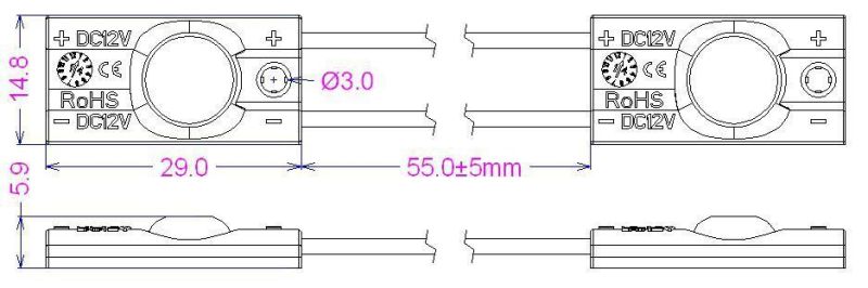 IP67 Waterproof DC12V 2835 LED Sign Module with Lens