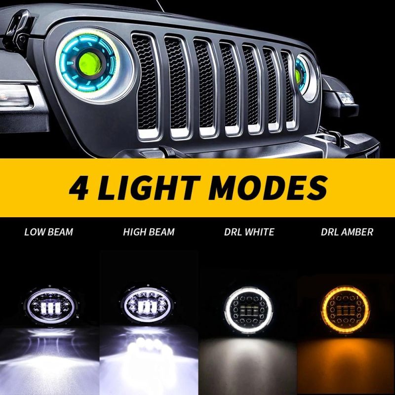Dxz Waterproof Car Driving Front Light 60W Hi/Lo Offroad Auto Round LED Headlight for Jeep Wranlger