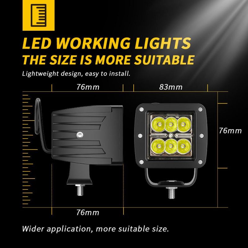 Dxz 18W 3 Inch Work Light High Power Ultra High Brightness Jeep Wrangler off-Road Vehicle a Pillar Light LED Fog Light Spotlight Backlight