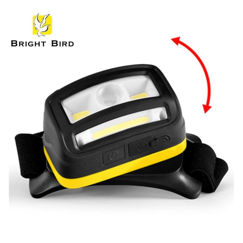 ABS+TPR Material New Design Low Price Cheap Price Competitive Price Hot Selling 5W LED+ 2*1.5W COB (front) + 5W COB (bottom) + Sensor Rechargeable Headlamp
