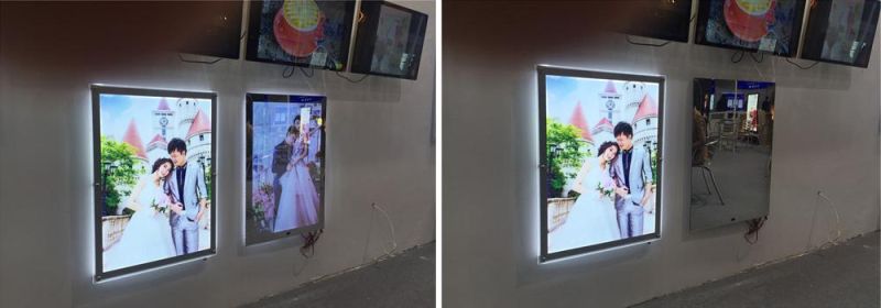 Indoor Use Promotion Sales Wall Type Aluminum Mirror LED Light Box