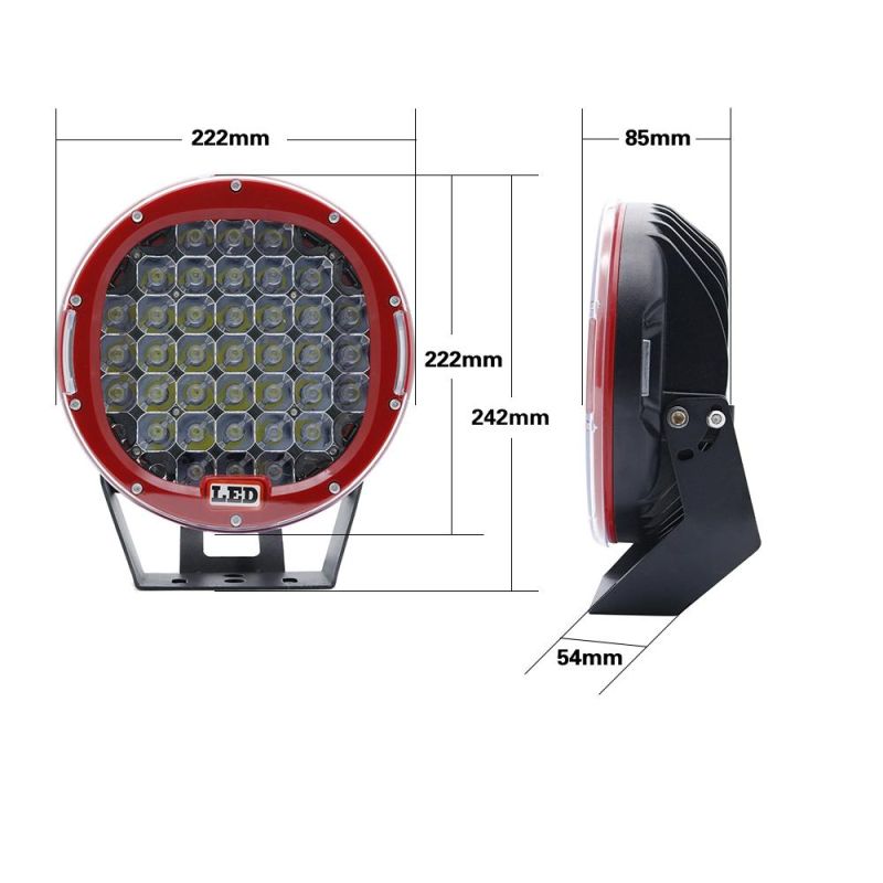 185W 9inch Red Black Round LED Driving Light 37LEDs 12V 24V LED off Road Light Work Light for SUV ATV UTV Lamp