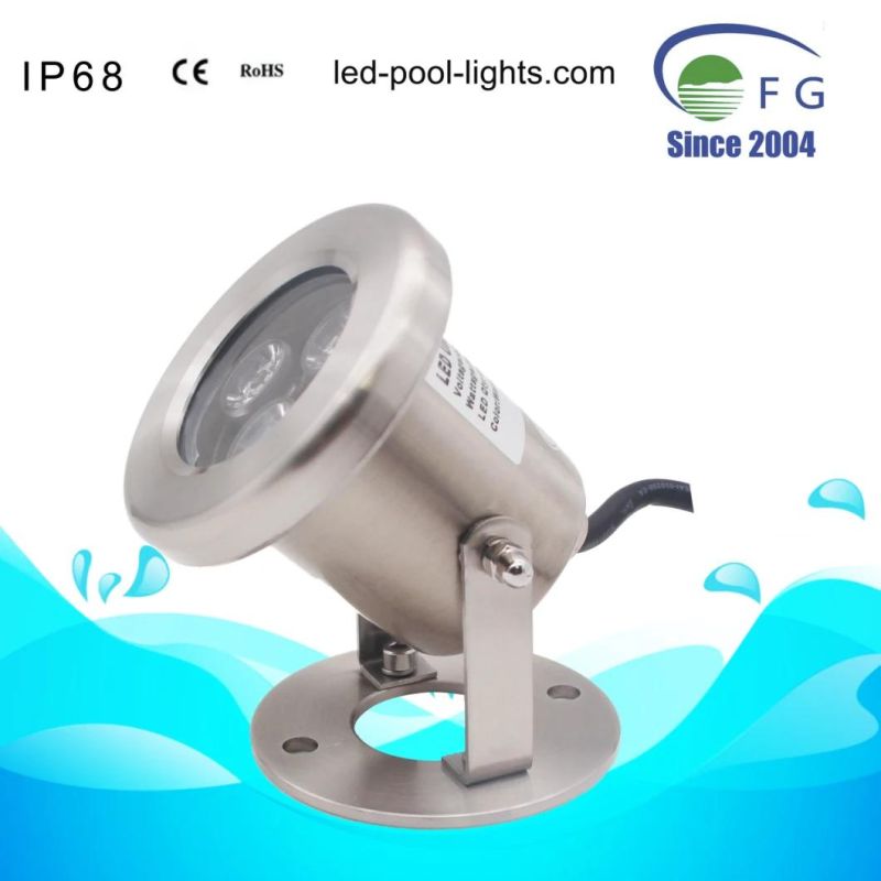 Single Color RGB Color IP68 Stainless Steel LED Underwater Lamp for Fountain Pond Pool Lighting