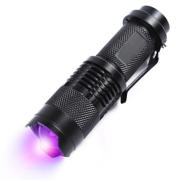 Alumunim AA Battery XPE UV Torch Tail Button LED Flashlight