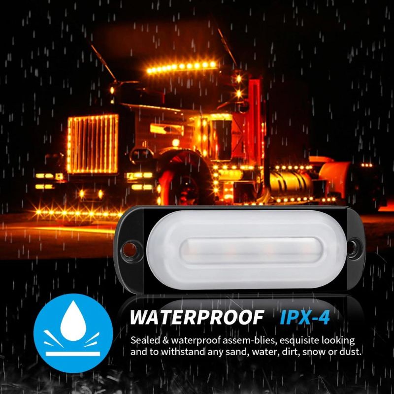 Dxz 12V - 24V 4 LED Strobe Warning Light Strobe White Cover Flashing Light Bar Truck Car Beacon Lamp Amber Red Blue White Traffic Light
