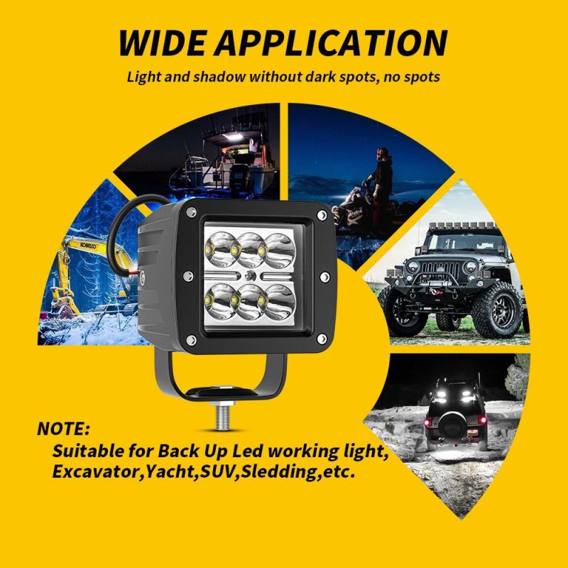 Dxz 18W 3 Inch Work Light High Power Ultra High Brightness Jeep Wrangler off-Road Vehicle a Pillar Light LED Fog Light Spotlight Backlight