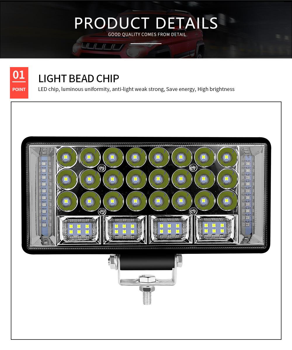 Dxz Car LED Work Light 8inch 68LED 204W Driving Flood Lamp Flashing Spotlight Red and Blue Strobe Warning Offroad Truck