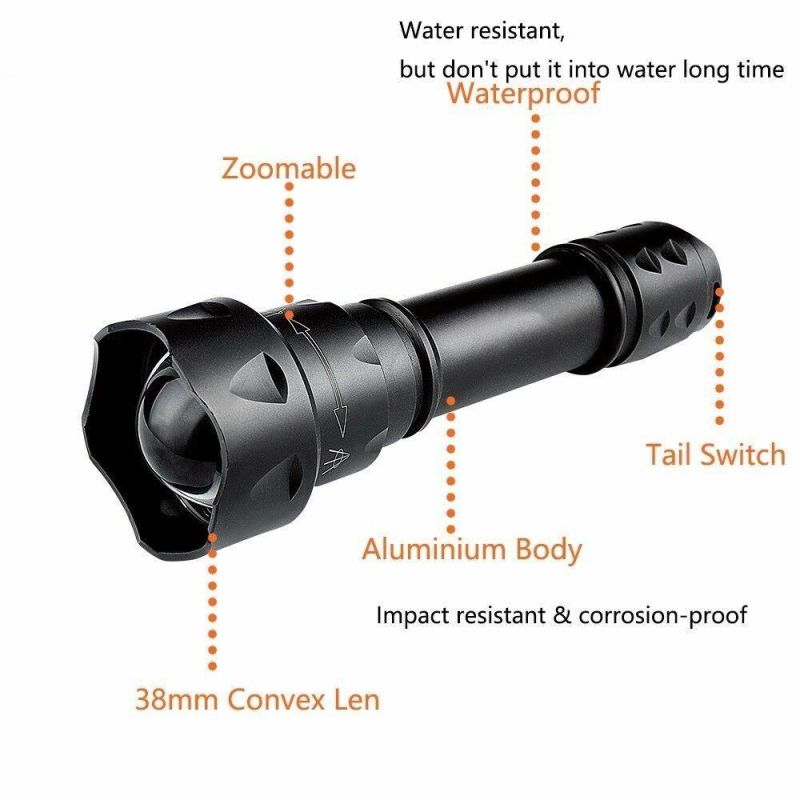 Bright LED White Light Outdoor Hunting Lighting Torch Tactical Flashlight