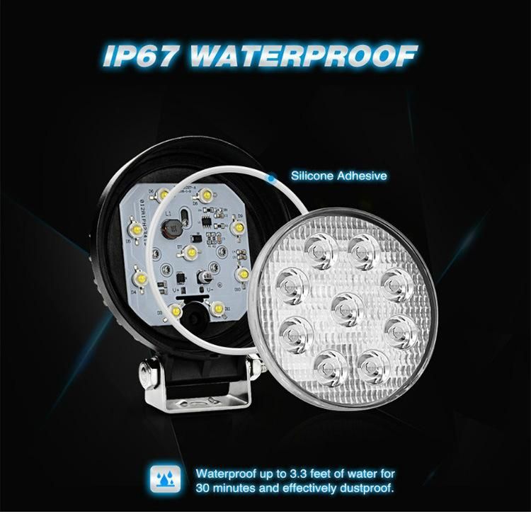 4.3" Offroad LED Work Lamp 27W for Jeep ATV 4X4 Truck Tractor Flood Spot Beam 27W LED Work Light