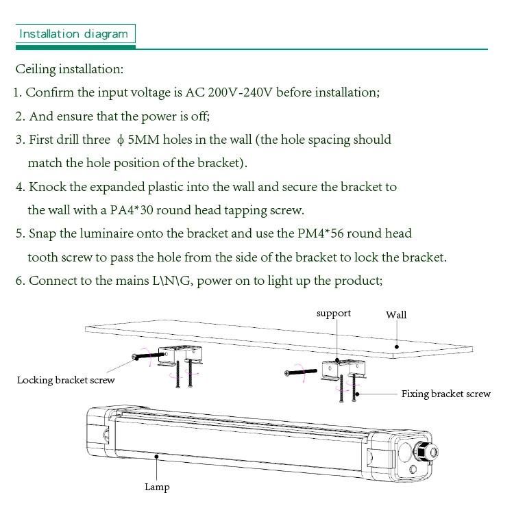 High Power IP65 Vapor with 5 Years Warranty Plastic Bag Aluminum 60W LED Ceiling Light, LED Tri-Proof Light