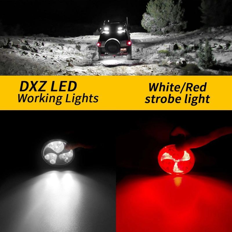 Dxz 4 Inch 3030 30SMD Flash for Jeep LED Work Light for ATV UTV DRL Strobe Light LED Factory Dual Color Round Windmill Lighting