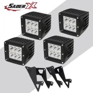 18W 3X3 Inch Spot Cube Pods LED Work Light with Windshield Mounting Brackets for 2007-2015 Jeep Wrangler Jk