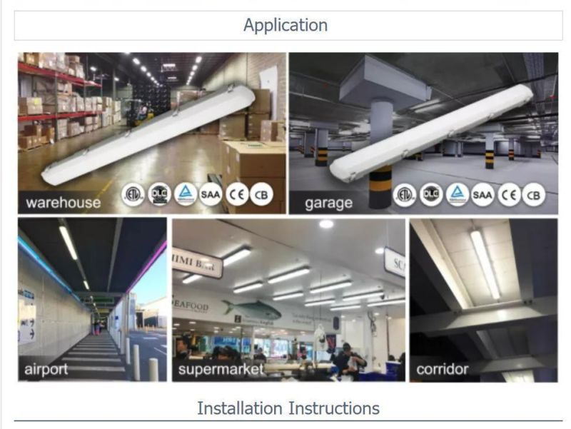 LED High Bay Light 3000-6500K Surface Mount Suspension Available Indoors/Outdoors LED Tri-Proof Lamp