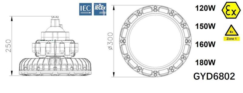 The Ex Approved Super Bright Refineries Petrochemical Industry 20250lm Optimal Control of Light LED Flood Light 50W To150W Atex Directive 94/9/Ec LED Light