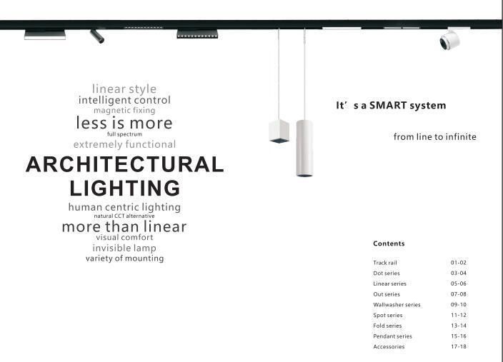 48V 24W Aluminum Magnetic Dimmable Linear Rail Ceiling Office LED Track Light Fixture with Accessories
