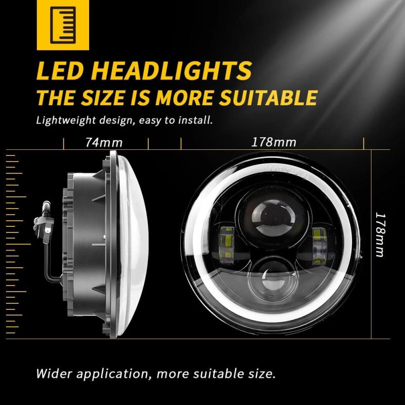 Dxz Thin Section All Round DOT SAE Approved Round 7inch Sealed Beam LED Headlamp Jeep Wrangler LED Headlight for Jeep Harley