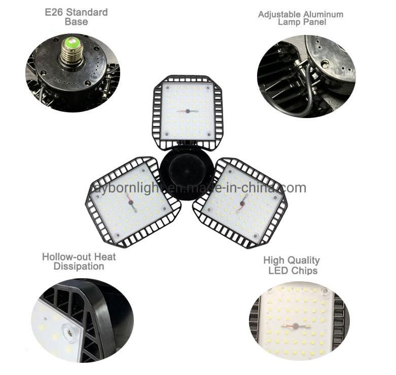 Deformable LED Garage Lights Lighting Bulbindoor Parking Lot Light Fixture Ceiling Lights with Trilight