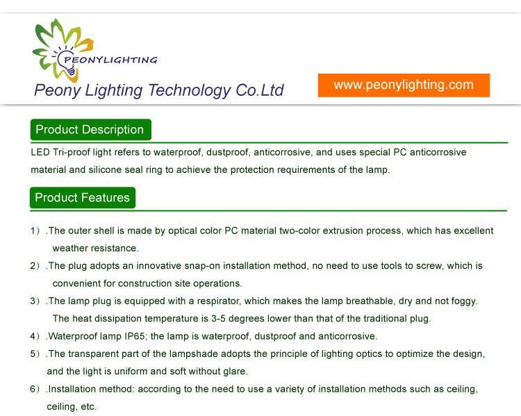 2021 New Design IP69K 20W LED Tri-Proof Light Three Proof Linear Lamp