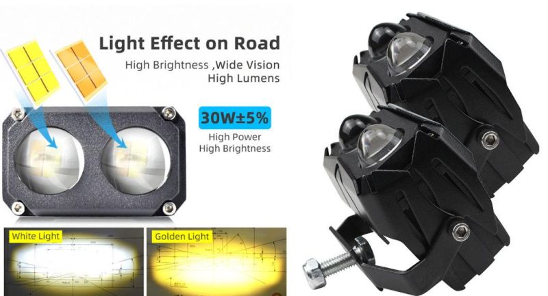Yellow White Color U10 LED Fog Lights for Motorcycle