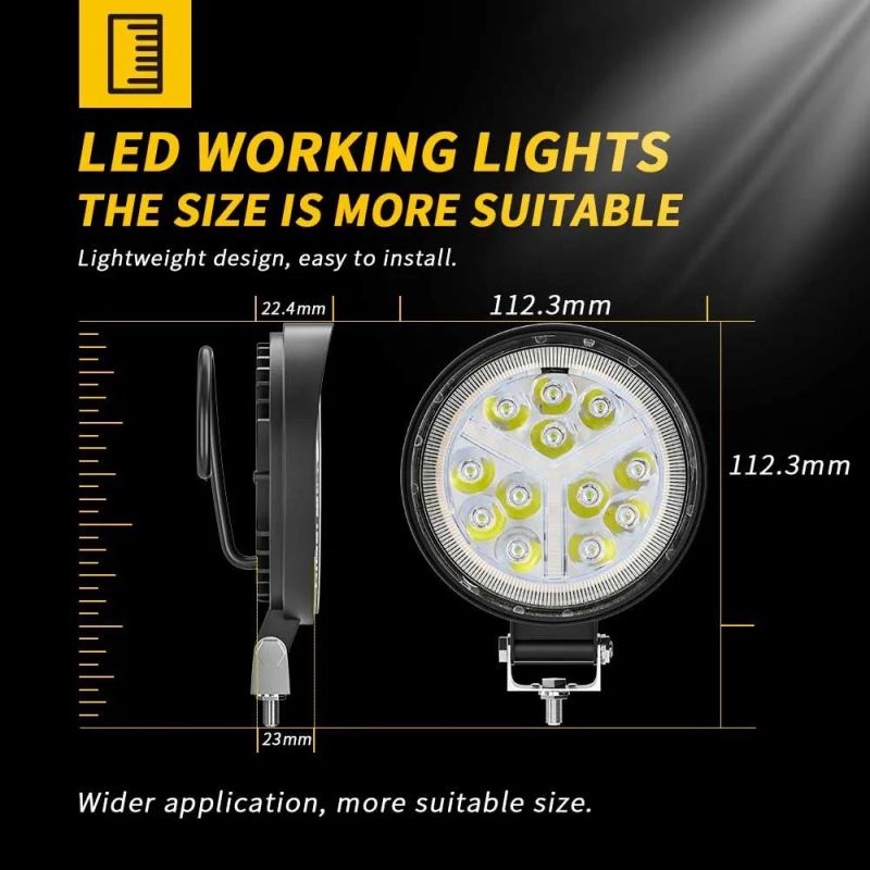 Dxz LED Tractor Lights 4inch Round 16LED Double Color Work Light with Flashing 4X4 Tractor Headlight Spotlight for Truck ATV