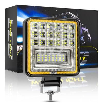 Dxz 4inch 42LED 126W LED Work Light Bar Flood+Spot Combo Offroad LED Fog Light with Angel Eyes Yellow White for Truck