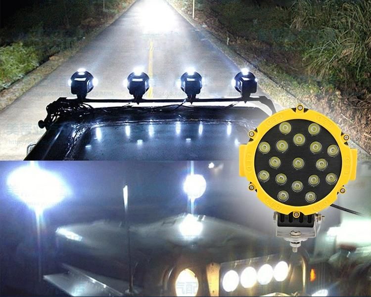 7 Inch Black Red Ring LED Driving Light for Jeep Car SUV ATV UTV Trailer 51W LED Work Light Auxiliares Auto Moto Alta Baja Faro LED