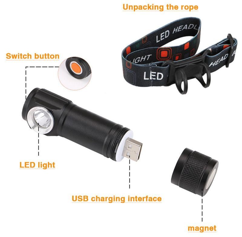 Aluminum Rechargeable Headlight with XPE Head Torch Light 3 Flash Modes Waterproof Outdoor Camping Hunting Powerful LED Headlamp