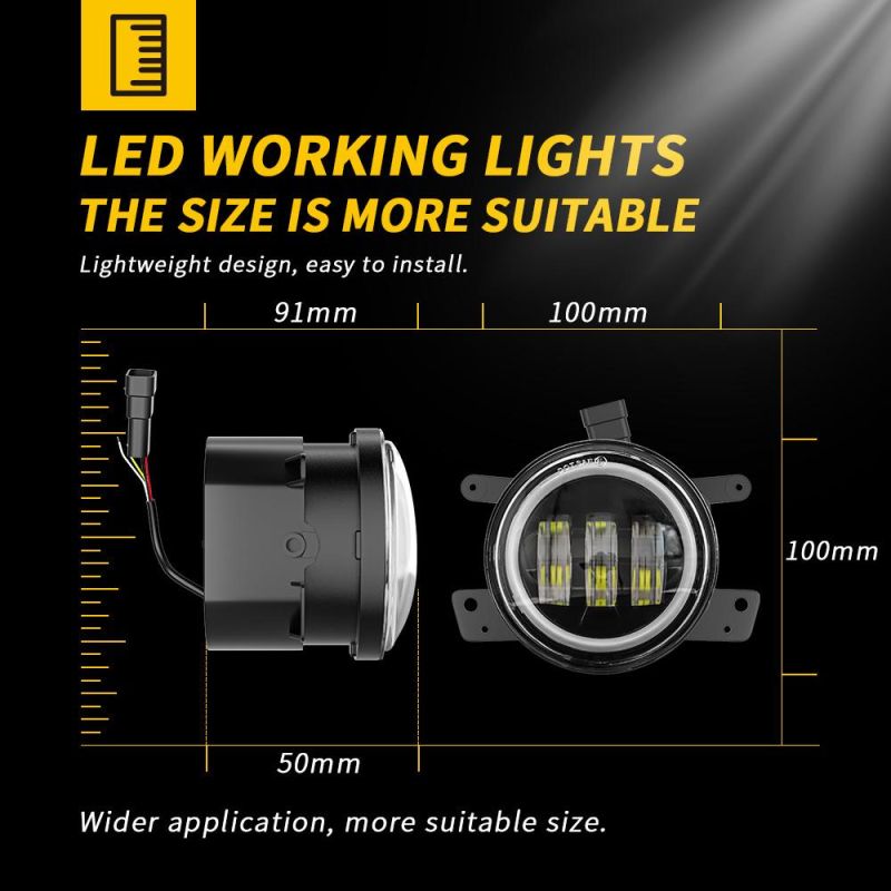 Dxz 4 Inch LED Fog Light for Jeep Wrangler Jk Bumper Lamps Turn Signal off Road Fog Light Replacement Kit Projector Front