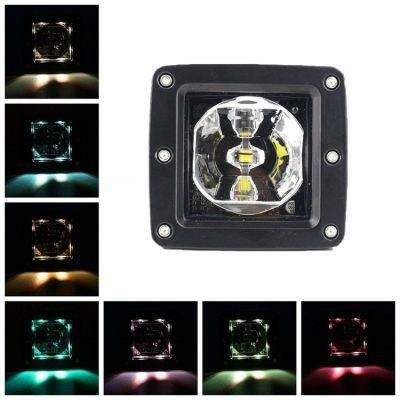 Black Faced Cube LED RGBW Flush Mount LED Pods with RGB Halo Work Light