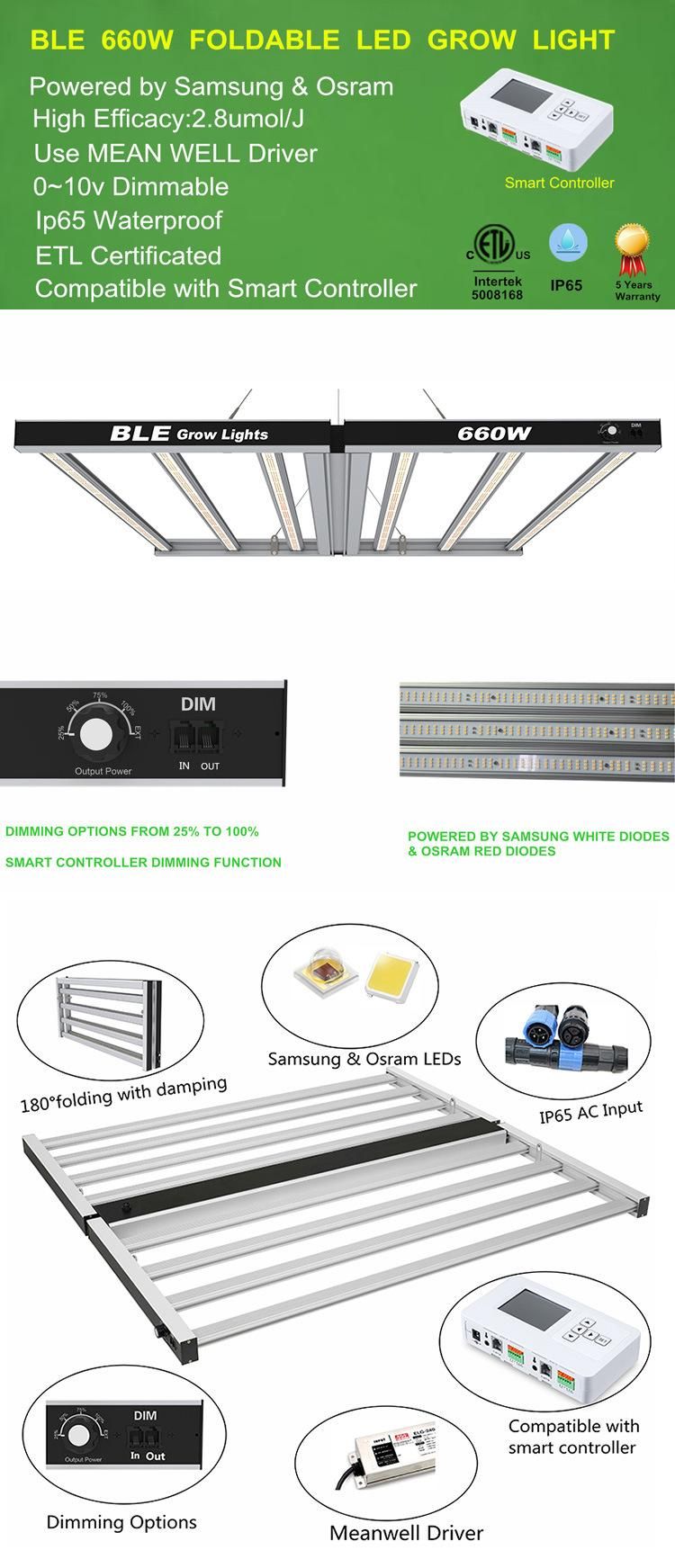 660W Commercial Hydroponic Farming Indoor Plant LED Grow Light Wholesale