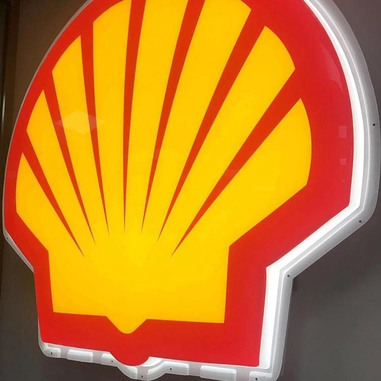 Wall Mount Shell Petrol Store Sign Board Lubricating Oil Shop Back Lit Flat Acrylic Face LED Lightbox