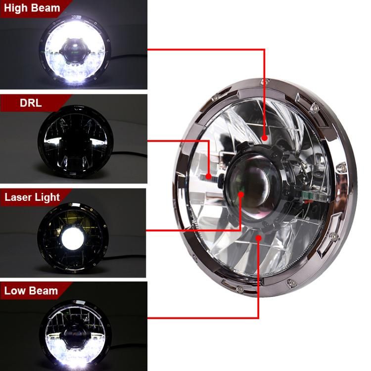 Motorcycle Harley Jeep off-Road 4X4 Outdoor 7 Inch DRL High Low Headlight Work Light LED Laser Light Car LED