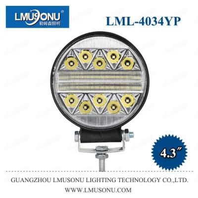 Lmusonu New Round Strobe Auto LED Work Lamp 4034yp 4.3 Inch 51W Working Light Spot Flood Beam