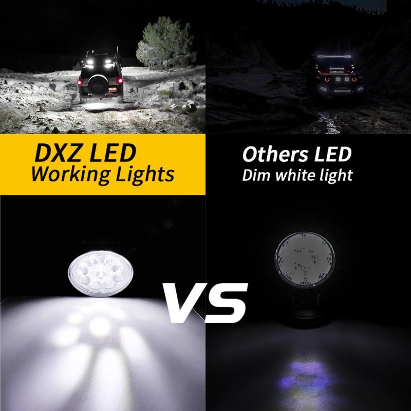 Dxz 4inch 9LED 27W 20mm LED Work Light Convex Mirror Offroad Vehicle Bulb Truck Lamp 12V 24V