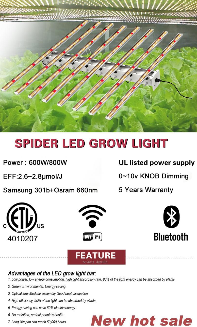 600W 800W Spider Bar Full Spectrum 660nm Indoor Plant LED Grow Light