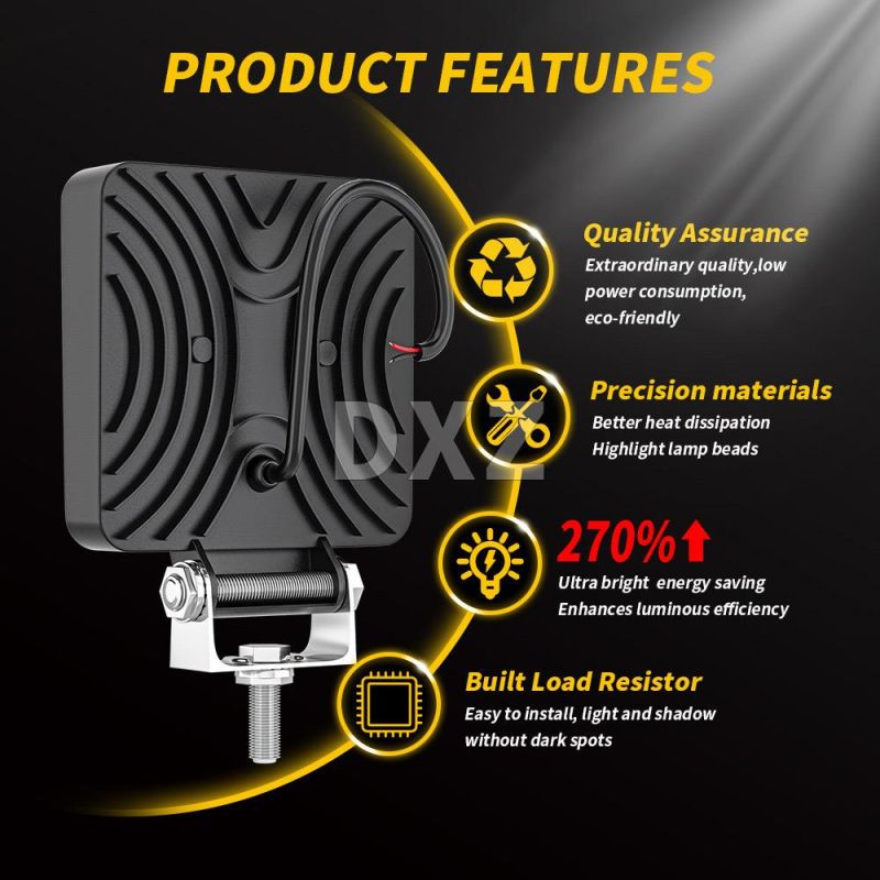Dxz Car LED Work Light 4inch 41LED Square LED Fog Light 12V 24V for Driving Light Trucks Boats Tractors 4X4 SUV Spotlight