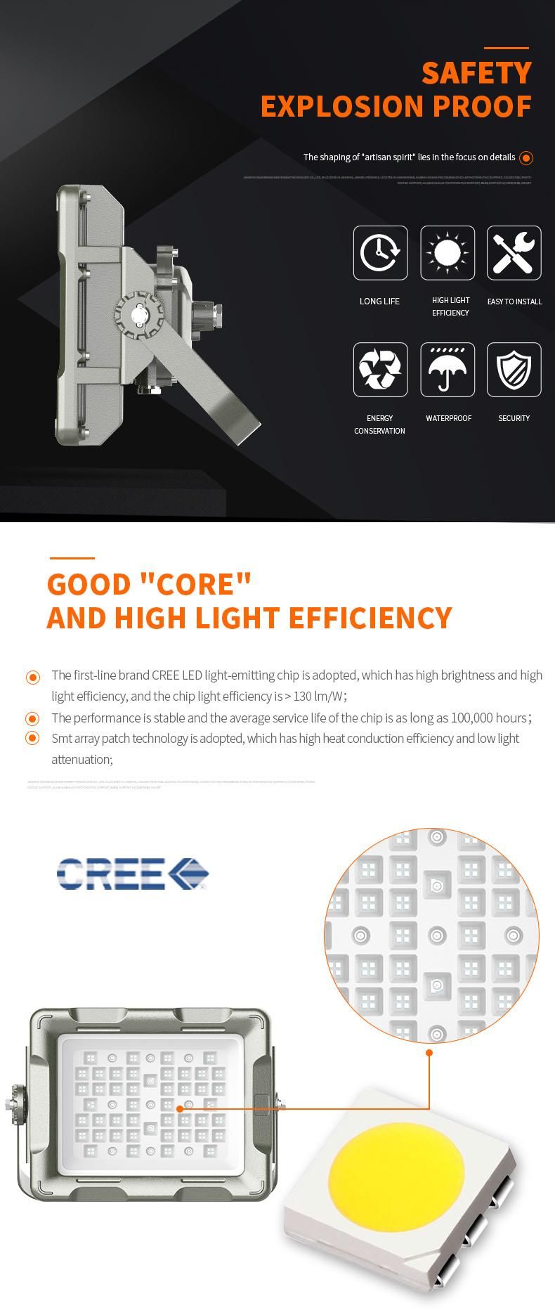 High Quality Ex-Proof Flood Light with Atex CE and RoHS Certificate