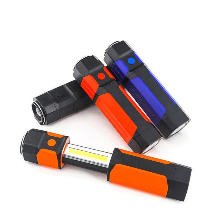 Wholesale Camping Car Inspection Spotlight Portable Emergency COB Foldable Flashlight Work Lamp with Hook Battery Powered LED Work Light