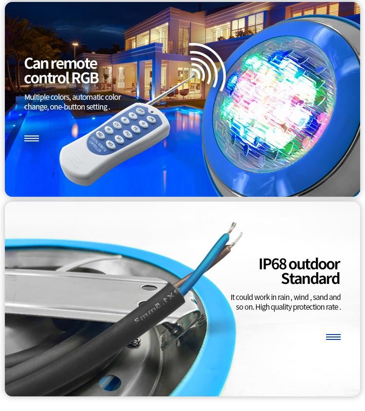 Stainless Steel LED Pool Light IP68 Waterproof RGB AC/DC 12V/24V LED Underwater Light for Swimming Pool