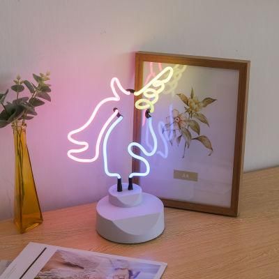 Unicorn Neon Signs Holder USB Power Base Glass Neon Sign for Home Party Birthday