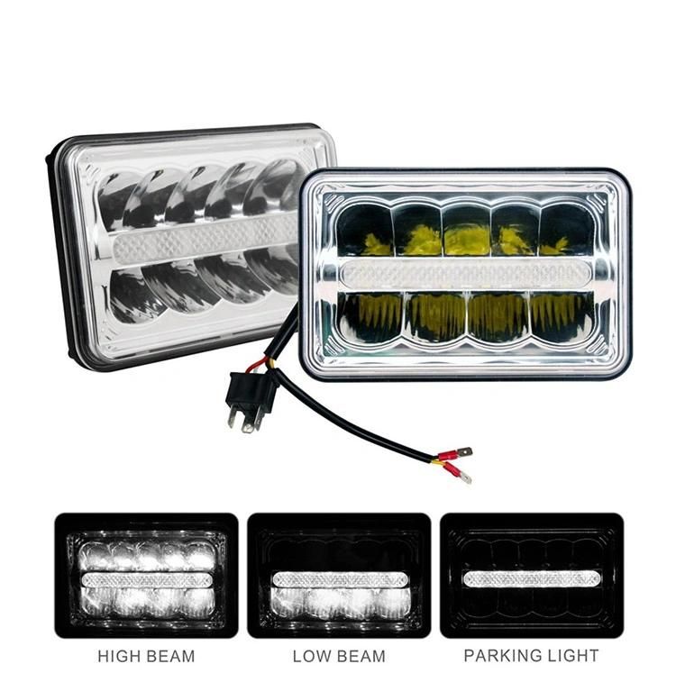 4X6 Inch Rectangular 45W 6000K White LED off-Road Auxiliary Driving Light/Work Light for Tractors Agriculture Vehicles, Spot Combo Hi Low Beam Focos LED 4X4