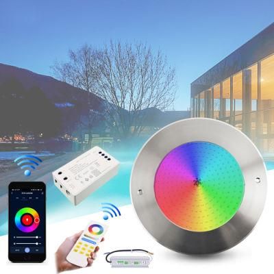 WiFi Pool Light 35W 2022 New Arrival IP68 Waterproof Intelligent Control Ultra-Thin Stainless Steel Resin Filled Swimming Pool Light